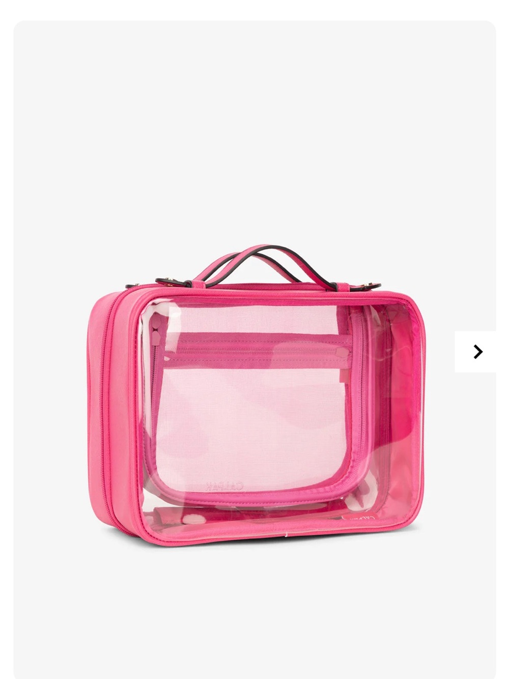 Calpak Hot Pink Clear Travel Cosmetic Case - Picture 2 of 8